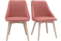Miliboo Skandinavische Stühle aus Stoff mit strukturiertem Samteffekt in Terracotta und hellem Holz (2er-Set) HIGGINS* Design-stühle