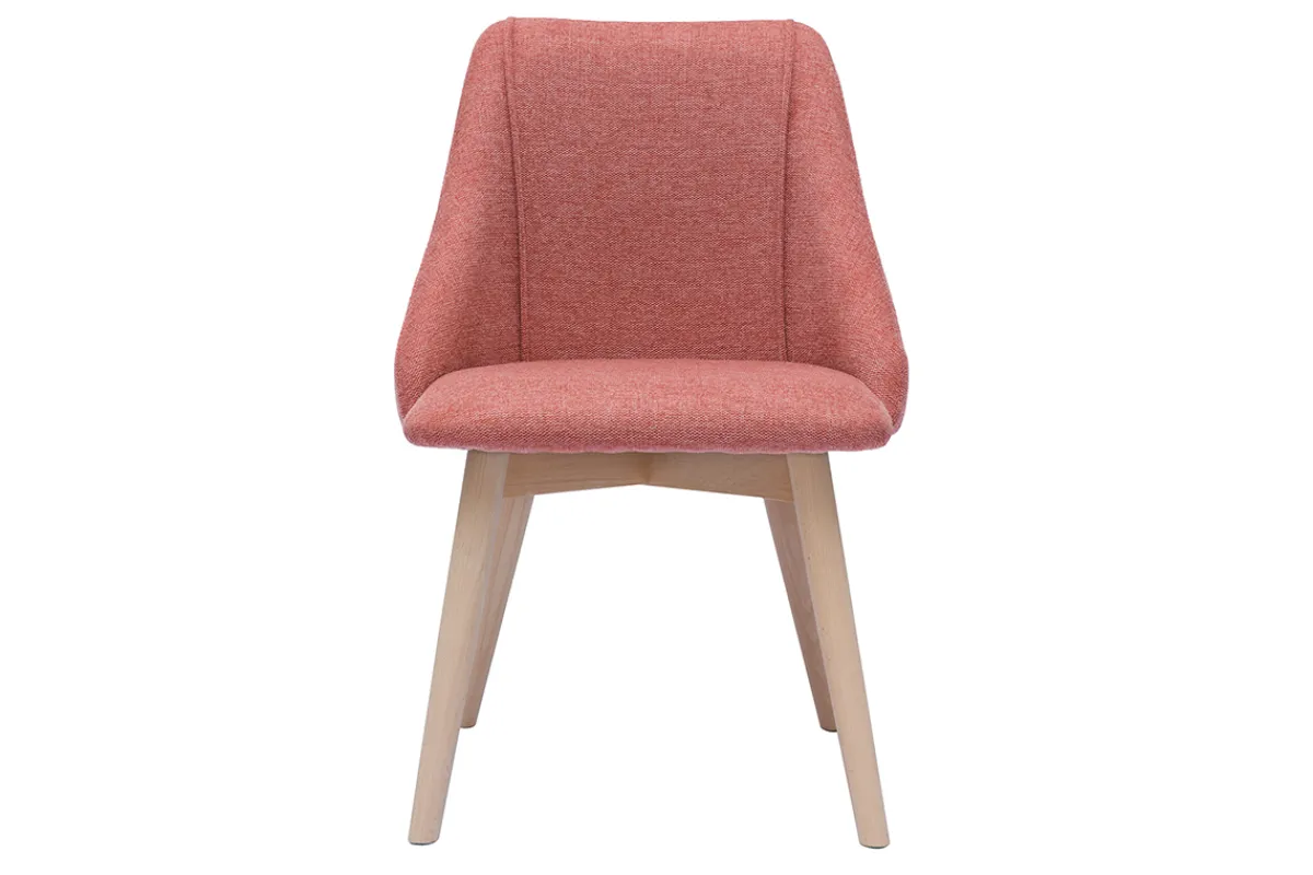 Miliboo Skandinavische Stühle aus Stoff mit strukturiertem Samteffekt in Terracotta und hellem Holz (2er-Set) HIGGINS* Design-stühle