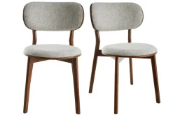 Miliboo Skandinavische Stühle aus dunklem Holz und grauem Stoff (2er-Set) FAUVETTE* Design-stühle|Holzstühle