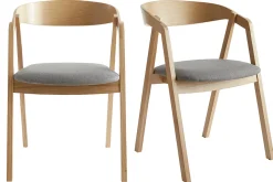Miliboo Skandinavische Stühle aus hellem Eichenholz und grauem Stoff (2er-Set) LOVA* Design-stühle|Holzstühle
