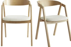 Miliboo Skandinavische Stühle aus hellem Eichenholz und Stoff mit Bouclé-Wolleffekt in Ecru (2er-Set) LOVA* Design-stühle|Holzstühle