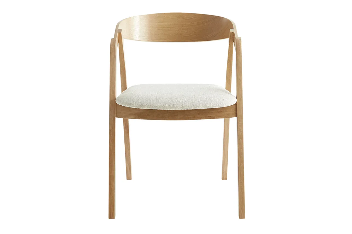 Miliboo Skandinavische Stühle aus hellem Eichenholz und Stoff mit Bouclé-Wolleffekt in Ecru (2er-Set) LOVA* Design-stühle|Holzstühle
