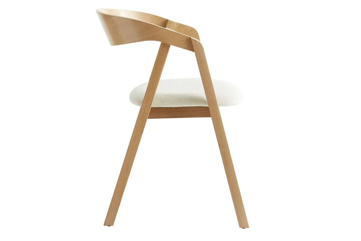 Miliboo Skandinavische Stühle aus hellem Eichenholz und Stoff mit Bouclé-Wolleffekt in Ecru (2er-Set) LOVA* Design-stühle|Holzstühle