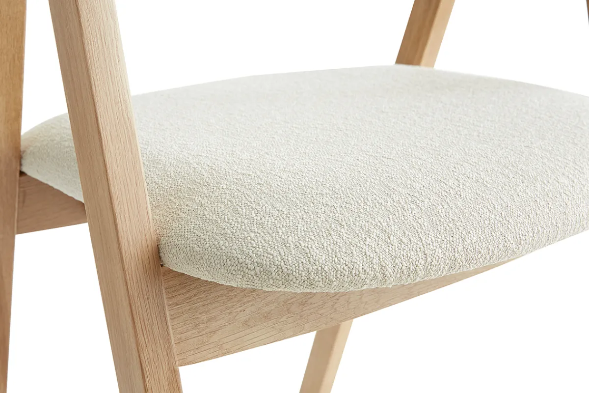 Miliboo Skandinavische Stühle aus hellem Eichenholz und Stoff mit Bouclé-Wolleffekt in Ecru (2er-Set) LOVA* Design-stühle|Holzstühle