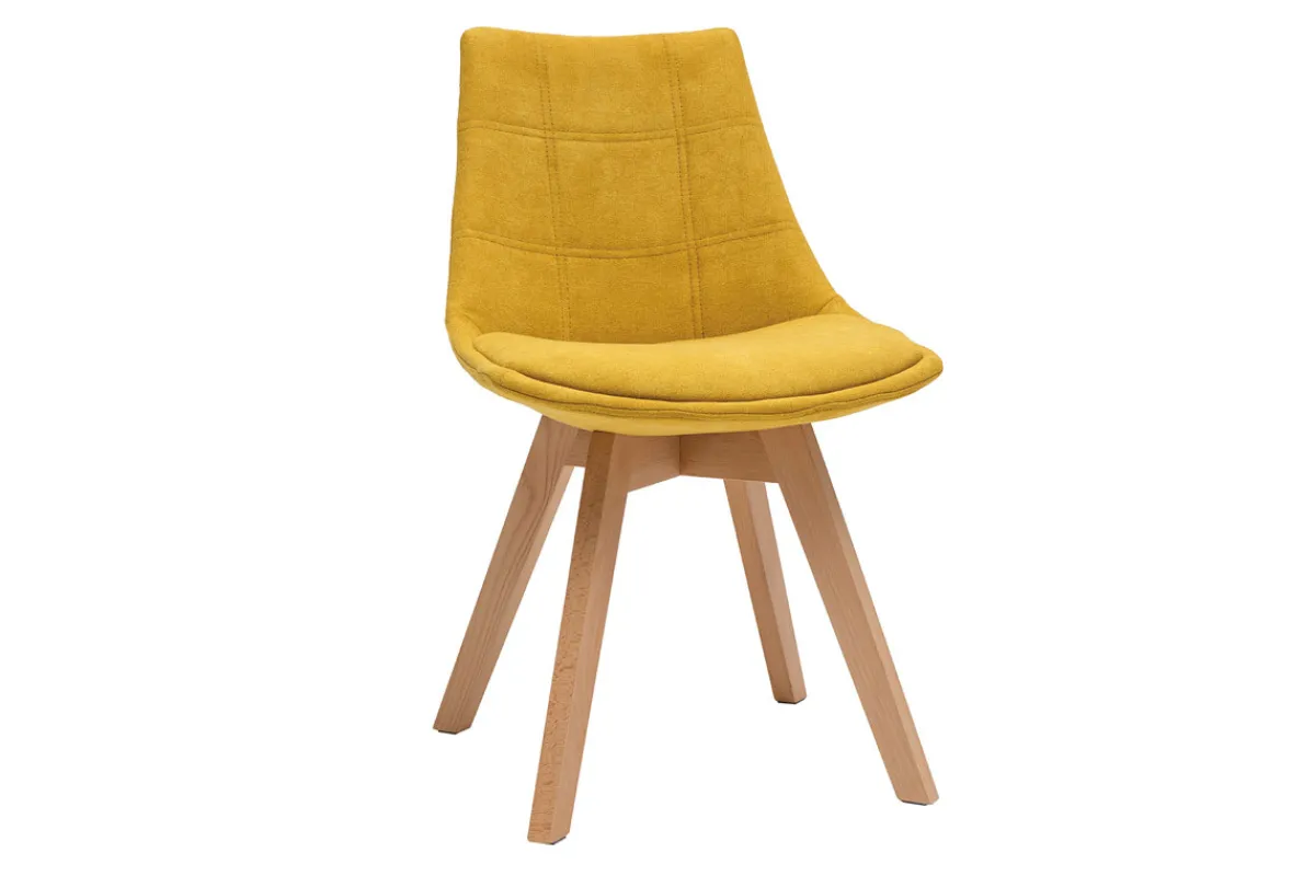 Miliboo Skandinavische Stühle aus senfgelbem Stoff und Holz (2er-Set) MATILDE* Design-stühle