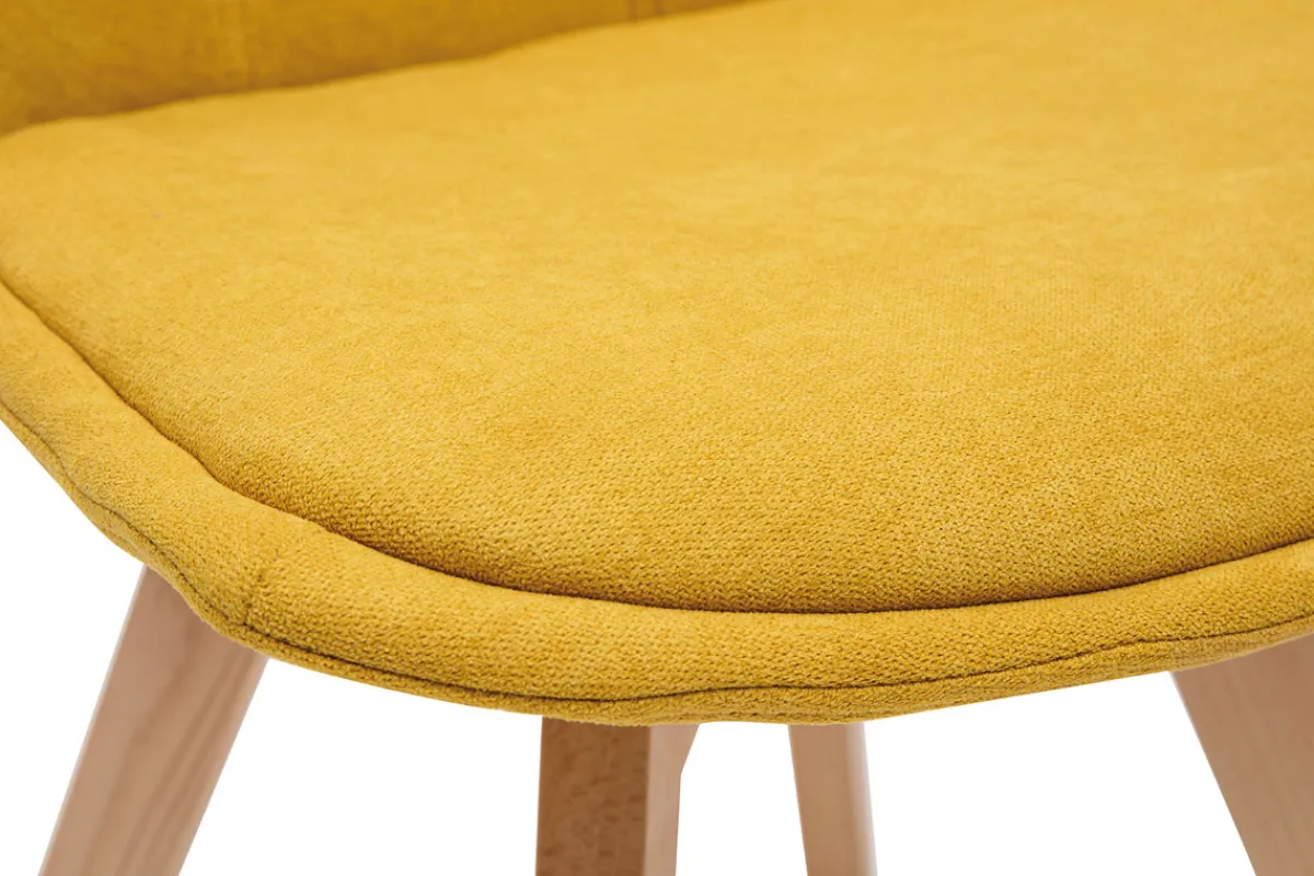 Miliboo Skandinavische Stühle aus senfgelbem Stoff und Holz (2er-Set) MATILDE* Design-stühle