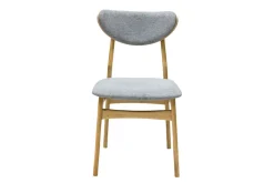 Miliboo Skandinavische Stühle aus graumeliertem Stoff mit Samteffekt und hellem Holz aus massiver Eiche (2er-Set) MAYA* Design-stühle
