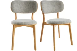 Miliboo Skandinavische Stühle aus hellem Holz und grauem Stoff (2er-Set) FAUVETTE* Design-stühle|Holzstühle