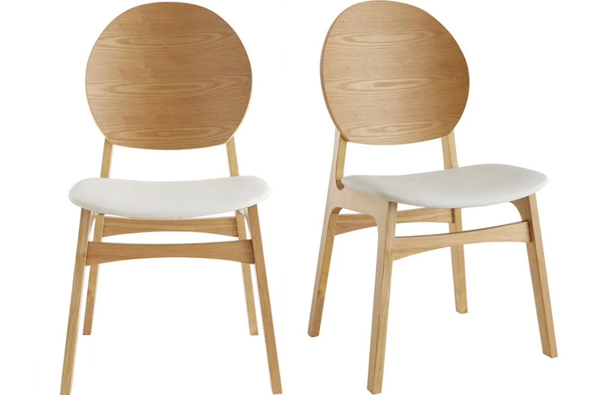 Miliboo Skandinavische Stühle hellem Holz und weißes Polyurethan (2er Set) ELTON* Design-stühle|Holzstühle
