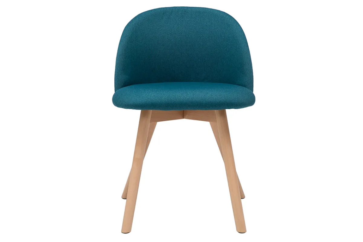 Miliboo Skandinavische Stühle mit entenblauem Stoff und massivem Buchenholz (2er-Set) CELESTE* Design-stühle
