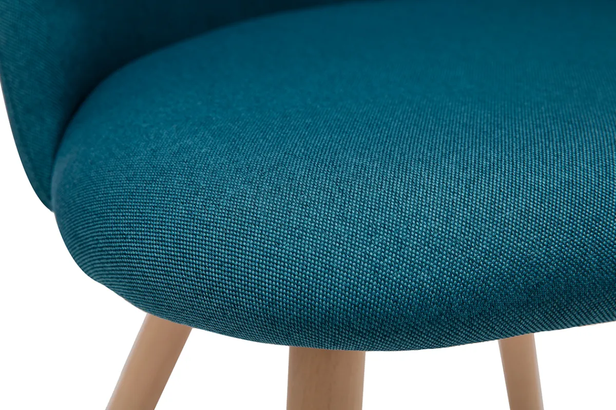 Miliboo Skandinavische Stühle mit entenblauem Stoff und massivem Buchenholz (2er-Set) CELESTE* Design-stühle