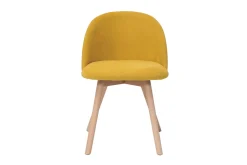 Miliboo Skandinavische Stühle mit senfgelben Stoff mit Samteffekt und massivem Buchenholz (2er-Set) CELESTE* Design-stühle