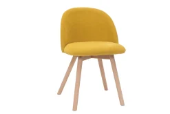 Miliboo Skandinavische Stühle mit senfgelben Stoff mit Samteffekt und massivem Buchenholz (2er-Set) CELESTE* Design-stühle