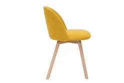 Miliboo Skandinavische Stühle mit senfgelben Stoff mit Samteffekt und massivem Buchenholz (2er-Set) CELESTE* Design-stühle