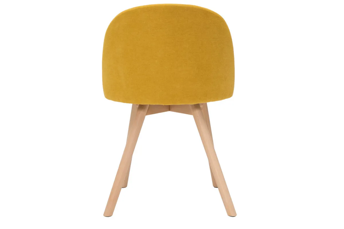 Miliboo Skandinavische Stühle mit senfgelben Stoff mit Samteffekt und massivem Buchenholz (2er-Set) CELESTE* Design-stühle