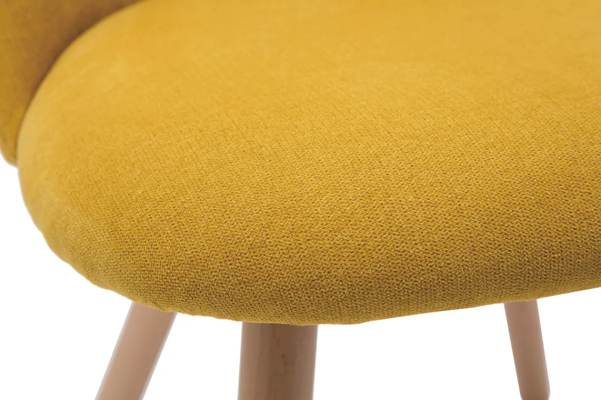 Miliboo Skandinavische Stühle mit senfgelben Stoff mit Samteffekt und massivem Buchenholz (2er-Set) CELESTE* Design-stühle