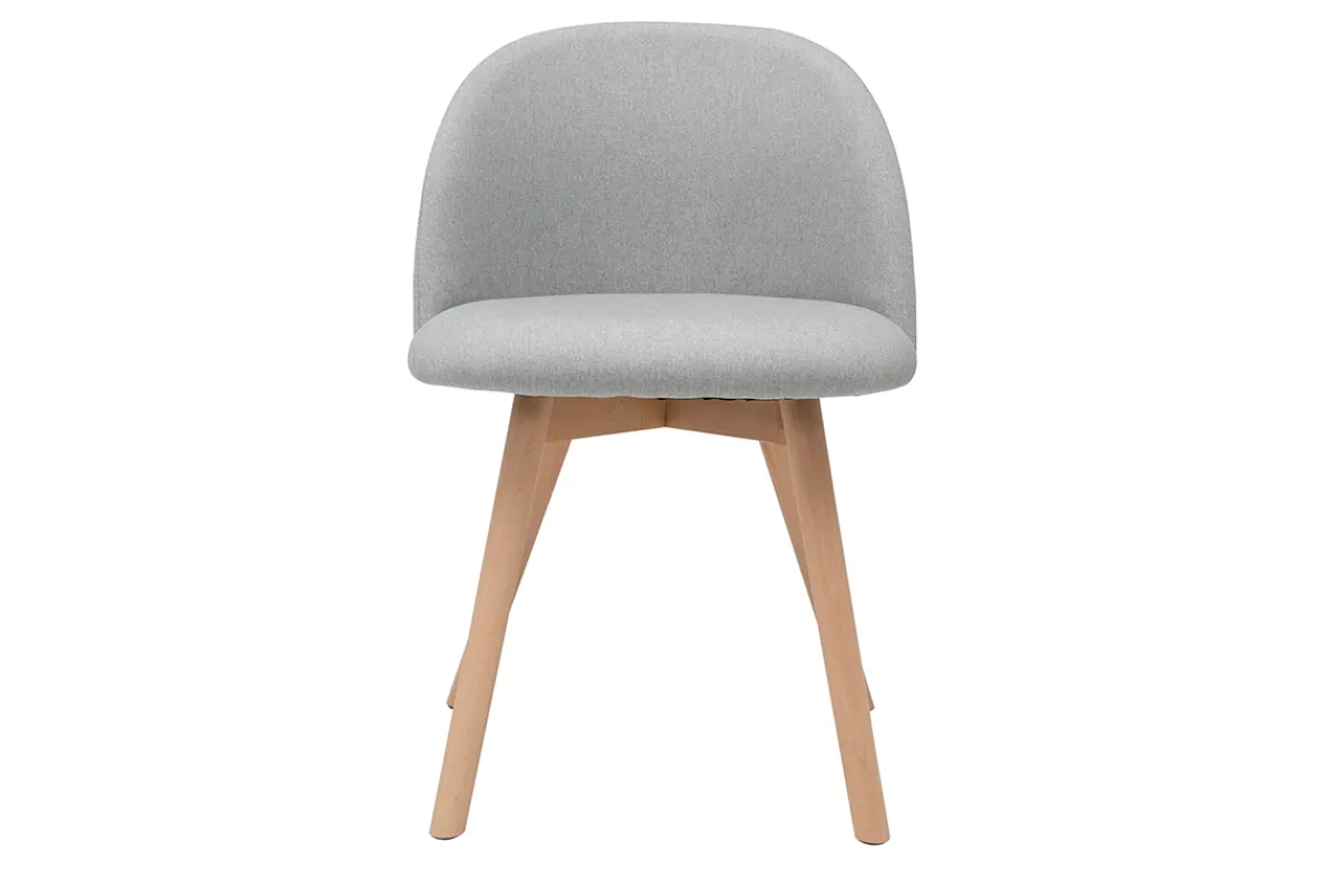 Miliboo Skandinavische Stühle mit hellgrauem Stoff und massivem Buchenholz (2er-Set) CELESTE* Design-stühle