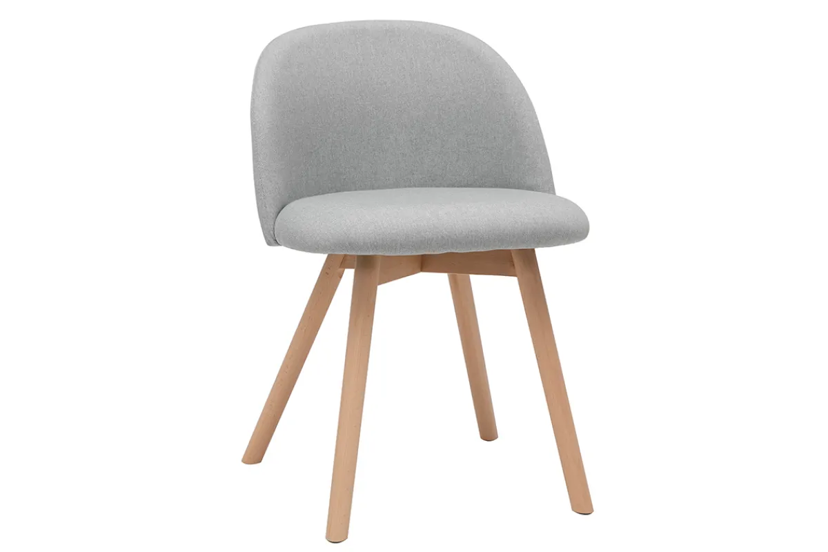 Miliboo Skandinavische Stühle mit hellgrauem Stoff und massivem Buchenholz (2er-Set) CELESTE* Design-stühle