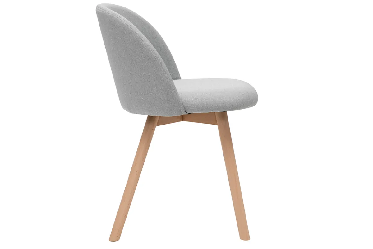 Miliboo Skandinavische Stühle mit hellgrauem Stoff und massivem Buchenholz (2er-Set) CELESTE* Design-stühle
