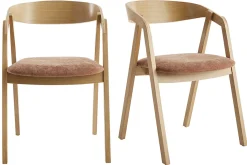 Miliboo Skandinavische Stühle stapelbar aus hellem Eichenholz und Stoff mit Bouclé-Wolleffekt in Ecru (2er-Set) LOVA* Design-stühle|Holzstühle