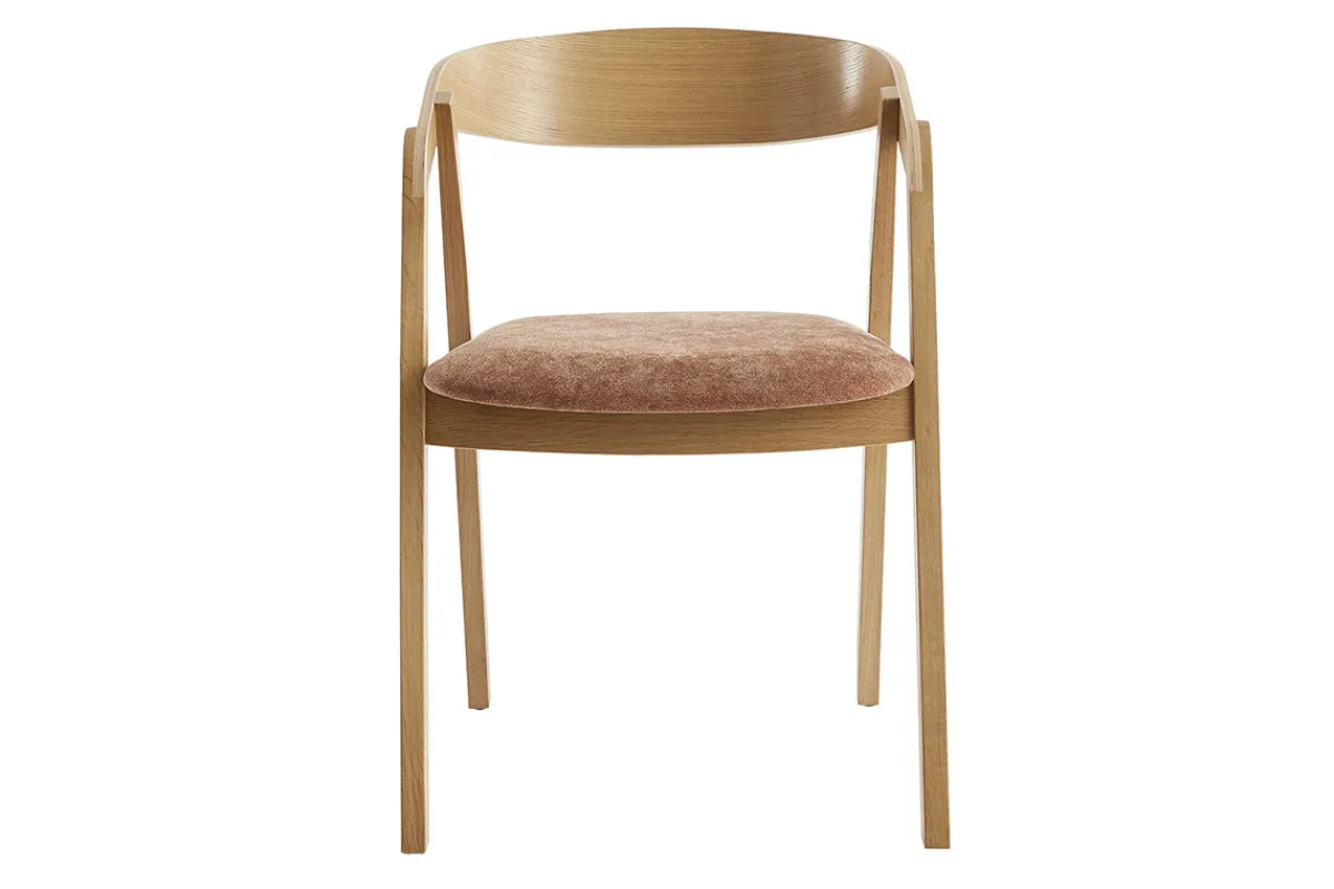 Miliboo Skandinavische Stühle stapelbar aus hellem Eichenholz und Stoff mit Bouclé-Wolleffekt in Ecru (2er-Set) LOVA* Design-stühle|Holzstühle