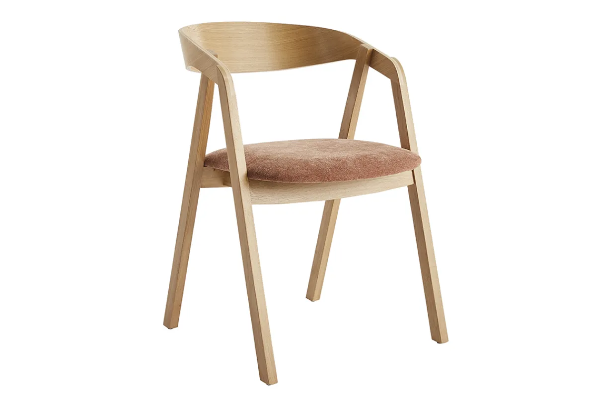 Miliboo Skandinavische Stühle stapelbar aus hellem Eichenholz und Stoff mit Bouclé-Wolleffekt in Ecru (2er-Set) LOVA* Design-stühle|Holzstühle