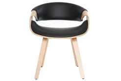 Miliboo Skandinavischer Armstuhl, schwarz und helles Holz ARAMIS* Design-sessel|Design-stühle