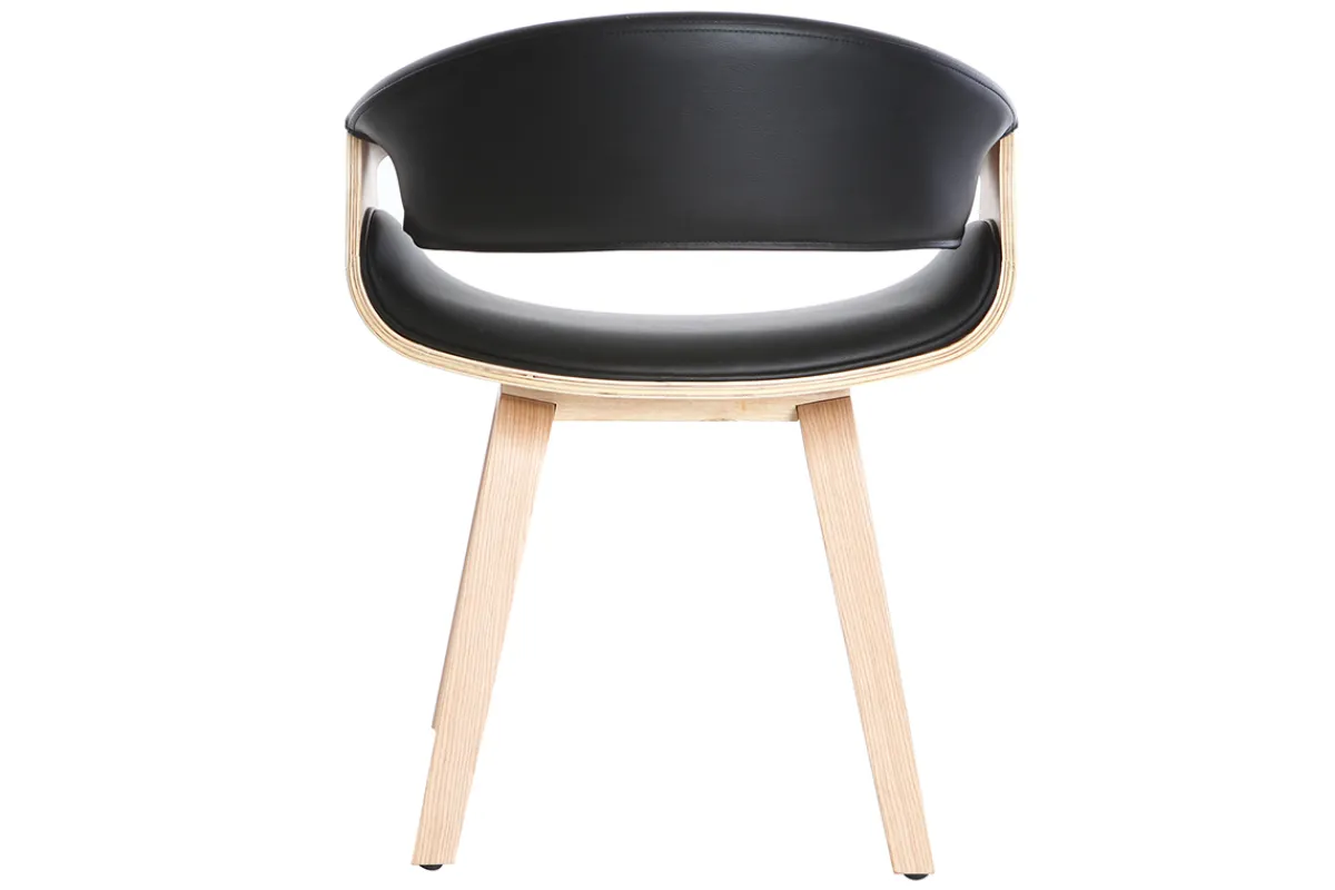 Miliboo Skandinavischer Armstuhl, schwarz und helles Holz ARAMIS* Design-sessel|Design-stühle
