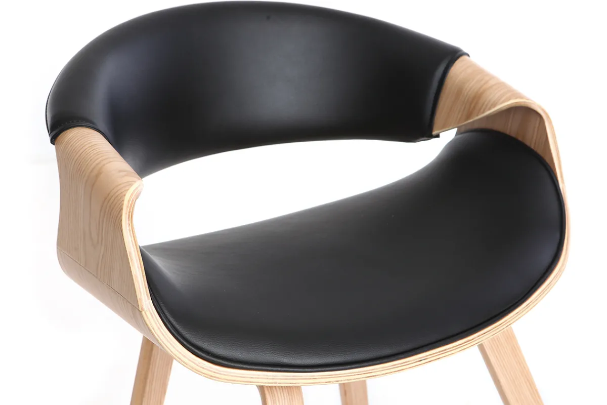Miliboo Skandinavischer Armstuhl, schwarz und helles Holz ARAMIS* Design-sessel|Design-stühle