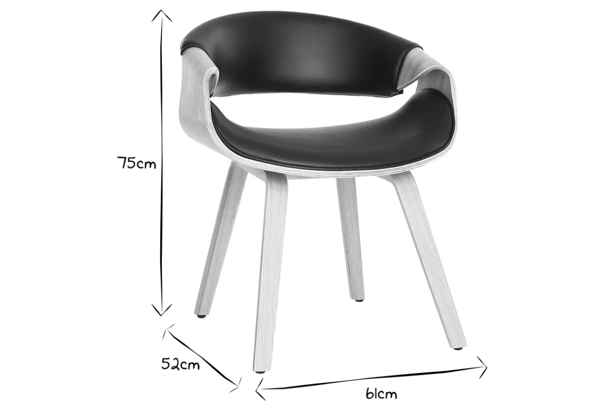 Miliboo Skandinavischer Armstuhl, schwarz und helles Holz ARAMIS* Design-sessel|Design-stühle