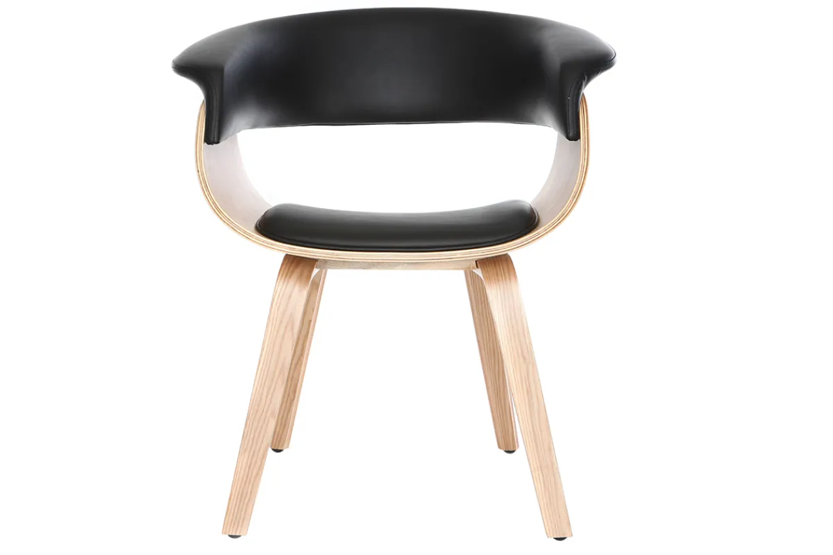 Miliboo Skandinavischer Armstuhl, schwarz und helles Holz OKTAV* Design-sessel|Design-stühle