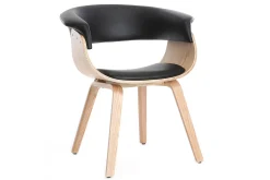 Miliboo Skandinavischer Armstuhl, schwarz und helles Holz OKTAV* Design-sessel|Design-stühle