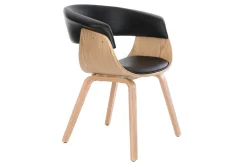 Miliboo Skandinavischer Armstuhl, schwarz und helles Holz OKTAV* Design-sessel|Design-stühle