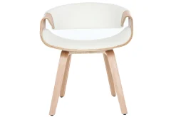 Miliboo Skandinavischer Armstuhl, weiß und helles Holz ARAMIS* Design-sessel|Design-stühle