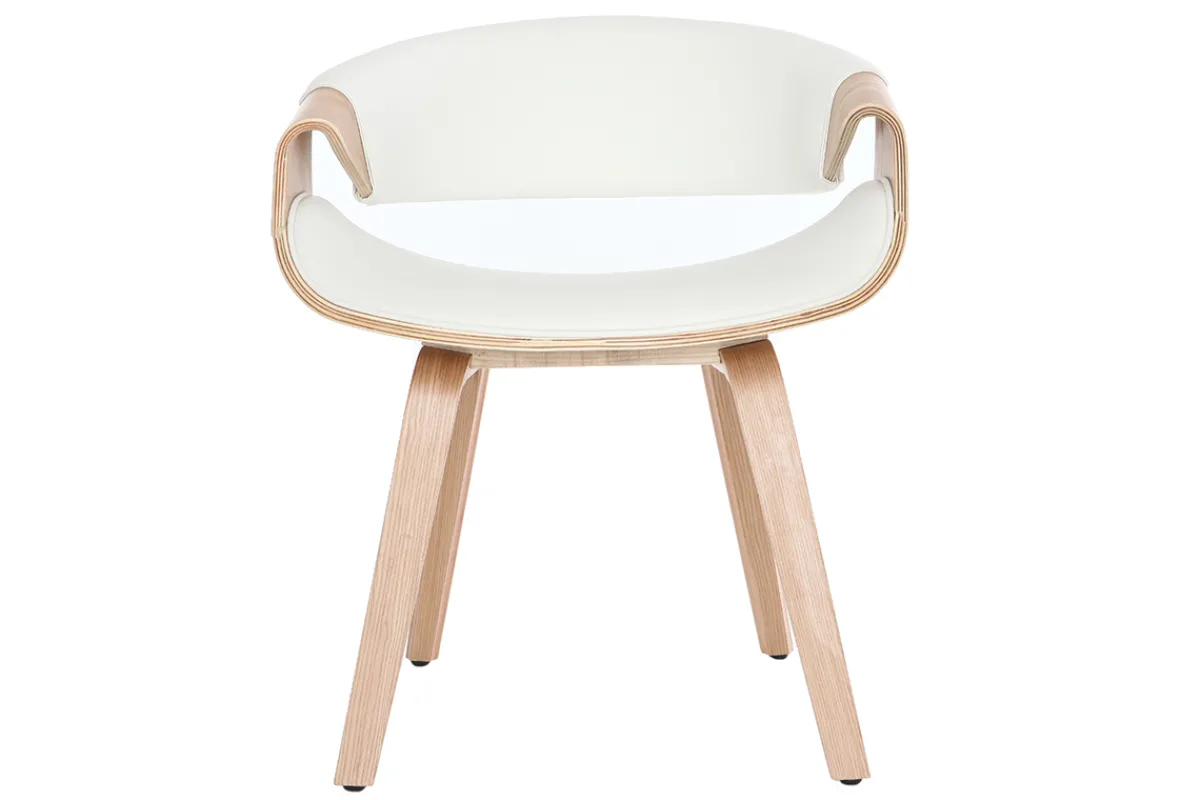 Miliboo Skandinavischer Armstuhl, weiß und helles Holz ARAMIS* Design-sessel|Design-stühle