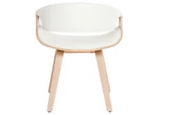 Miliboo Skandinavischer Armstuhl, weiß und helles Holz ARAMIS* Design-sessel|Design-stühle
