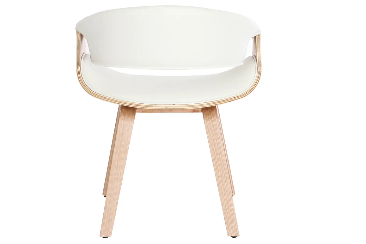 Miliboo Skandinavischer Armstuhl, weiß und helles Holz ARAMIS* Design-sessel|Design-stühle