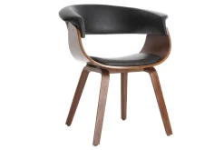 Miliboo Skandinavischer Armstuhl, schwarz und dunkles Holz OKTAV* Design-sessel|Design-stühle