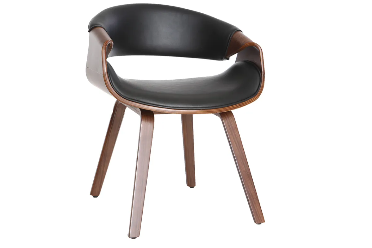 Miliboo Skandinavischer Armstuhl, schwarz und dunkles Holz ARAMIS* Design-sessel|Design-stühle