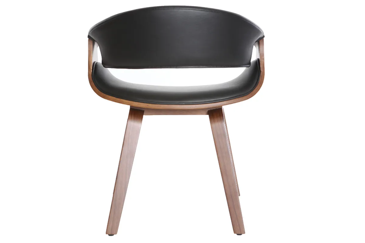 Miliboo Skandinavischer Armstuhl, schwarz und dunkles Holz ARAMIS* Design-sessel|Design-stühle
