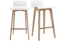 Miliboo Skandinavischer Barhocker in Weiß mit hellem Holz H65 cm (2er-Set) BALTIK* Barhocker