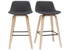 Miliboo Skandinavischer Barhocker dunkelgrauer Stoff 65 cm (2er-Set) NONIE* Barhocker