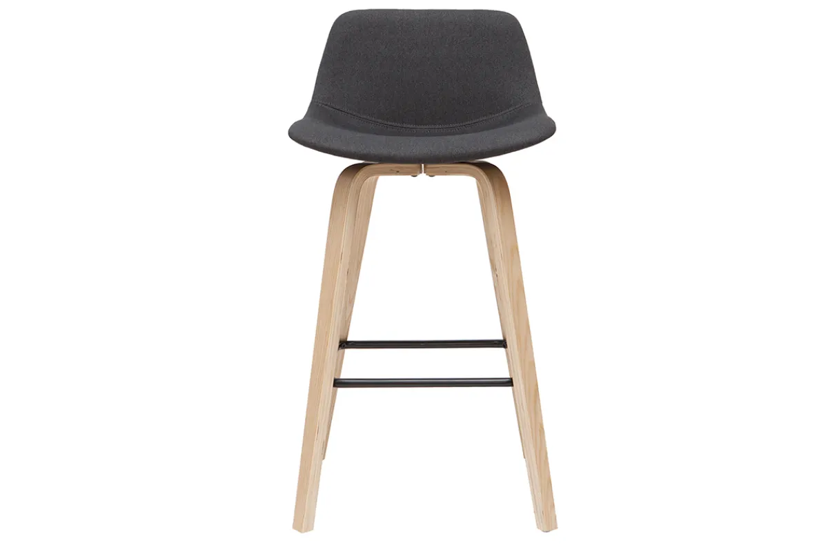 Miliboo Skandinavischer Barhocker dunkelgrauer Stoff 65 cm (2er-Set) NONIE* Barhocker