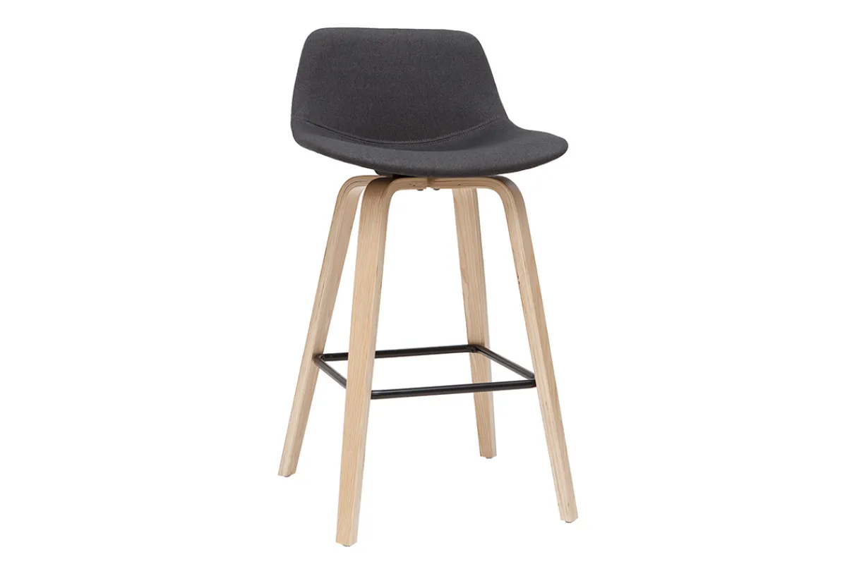 Miliboo Skandinavischer Barhocker dunkelgrauer Stoff 65 cm (2er-Set) NONIE* Barhocker