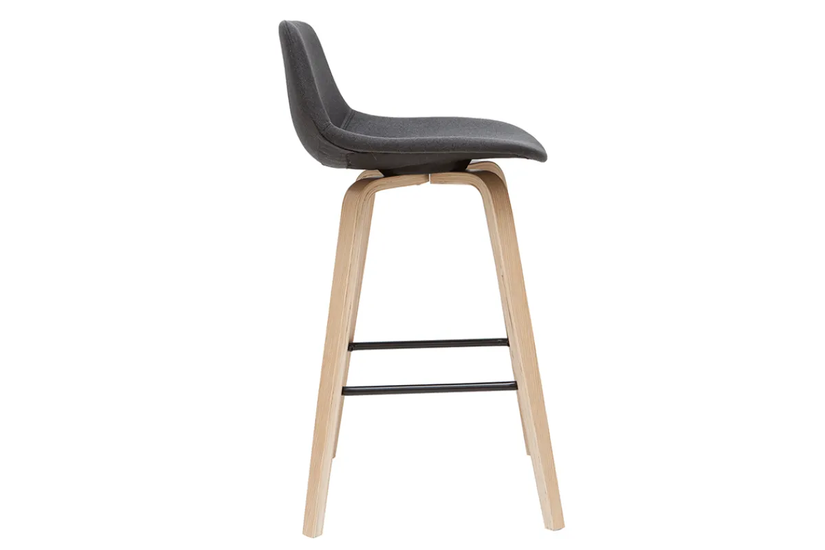 Miliboo Skandinavischer Barhocker dunkelgrauer Stoff 65 cm (2er-Set) NONIE* Barhocker
