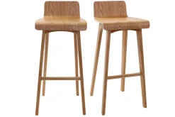 Miliboo Skandinavischer Design-Barhocker in Beige und Holz H75 cm (2er-Set) BALTIK* Barhocker