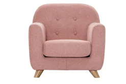 Miliboo Skandinavischer Kindersessel aus strukturiertem Stoff mit Samteffekt Rosa und helles Holz NORKID*Kinder Kindersessel