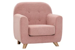 Miliboo Skandinavischer Kindersessel aus strukturiertem Stoff mit Samteffekt Rosa und helles Holz NORKID*Kinder Kindersessel