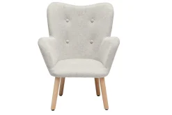 Miliboo Skandinavischer Kindersessel aus beigem Textur-Veloursstoff und hellem Holz BABY BRISTOL*Kinder Kindersessel