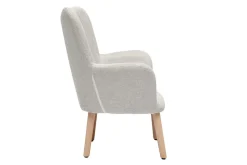Miliboo Skandinavischer Kindersessel aus beigem Textur-Veloursstoff und hellem Holz BABY BRISTOL*Kinder Kindersessel
